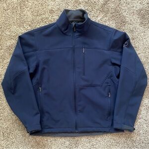 Tech By Tumi Men’s Medium Full Zip Jacket Soft Shell Fleece Lined Stretch Navy